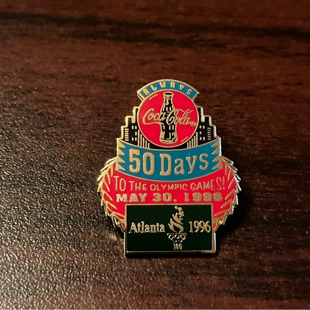 Vintage Coca-Cola Countdown To The 1996 Atlanta Olympics 50 Days‎ Lapel Hat Pin